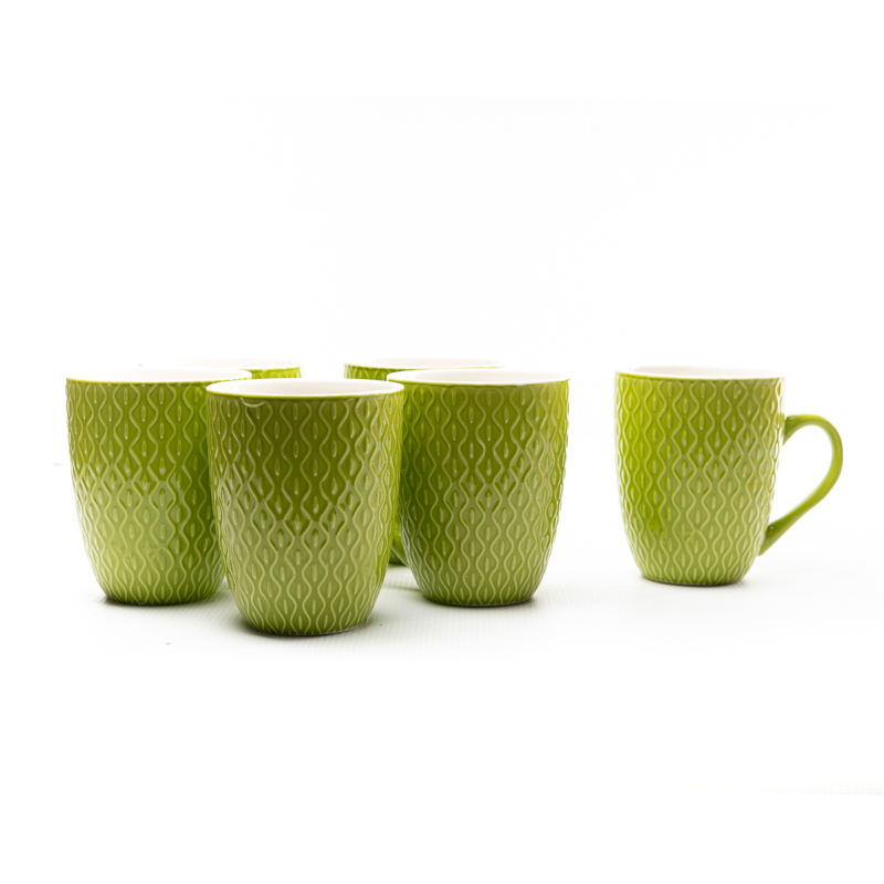Copia Harden Kauro Double Coloured Mugs 6pcs Set(Green)