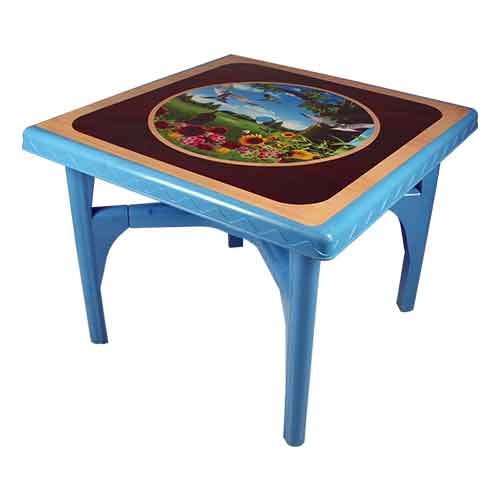 Acme Decorated Square Table Blue