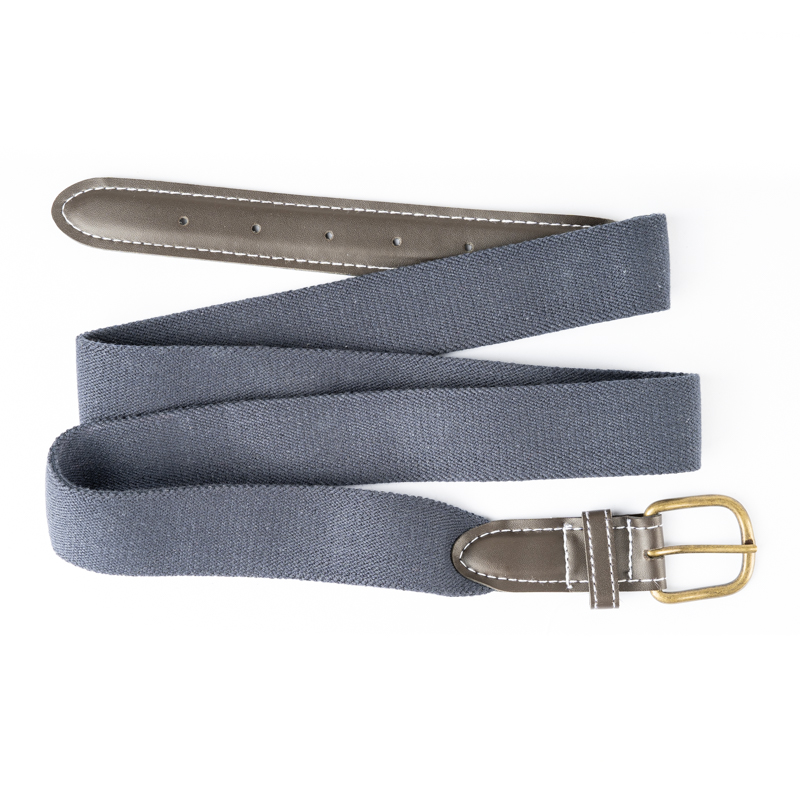 Blue Elastic Belt With Leather Patch (35 Inches)